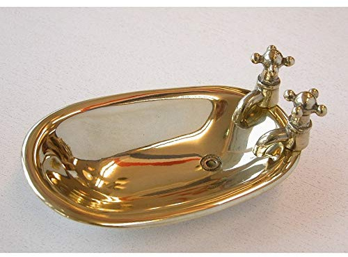 arterameferro Porte-savon en laiton poli en forme de baignoire