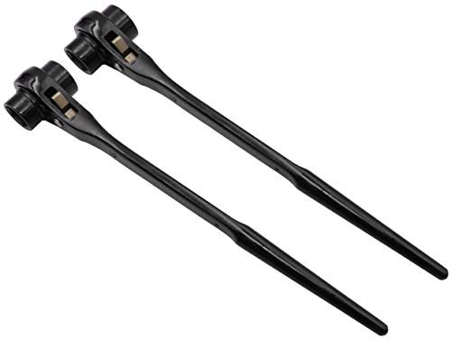 LBY Confezione da 2 chiavi a cricchetto esagonali per ponteggi, chiavi a cricchetto da 19 mm/22 mm, chiave a cricchetto a doppia estremità, chiave a cricchetto per ponteggi, coda appuntita, nera