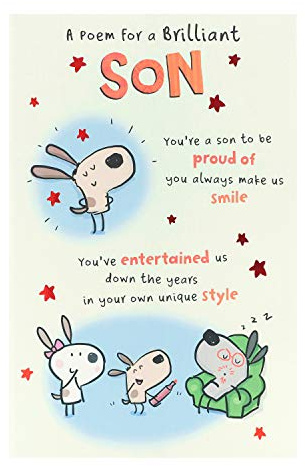 UK Greetings Geburtstagskarte für Sohn, Gedicht-Design, Orange, 149 x 229 mm