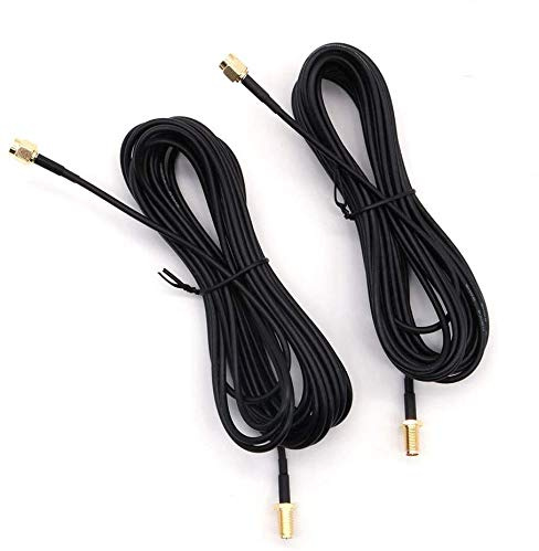 DollaTek 2Pcs 16ft Black WLAN-Antennenverlängerungskabel WLAN-Antennenkabel SMA-Kabel - Internes männliches Loch zur internen weiblichen Nadel