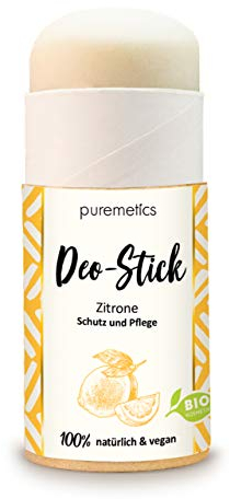 puremetics Zero Waste Deo-Stick „Zitrone“ Bio | 100% natürlich, vegan & plastikfrei | Deodorant | Bio-zertifiziert | organic | festes Deo | Deostift Deo Stift | ohne Plastik