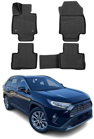 OMAC Gummimatten Fußmatten kompatibel mit Toyota RAV4 Hybrid 2018-2024 TPE Schwarz 4X