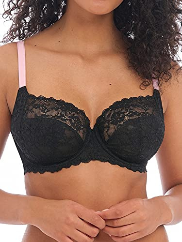 Freya Women's Offbeat Underwire Side Support Bra Full Coverage, Black, 40HH US