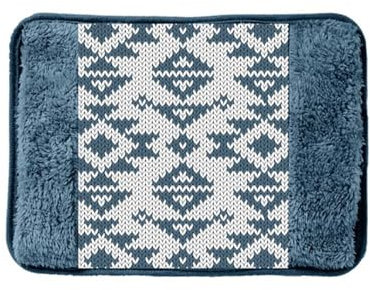Virsus Borsa Acqua Calda Elettrica con Tasca Scaldamani diverse fantasie. Scaldino per crampi e sollievo dal dolore (Blu Trama Knit)