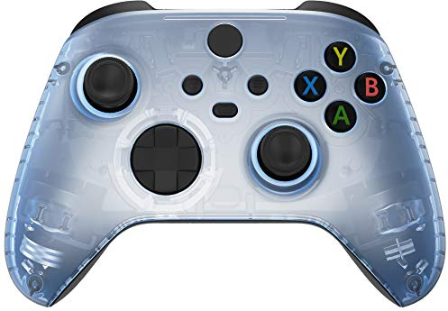 eXtremeRate Cover Ricambio per Xbox Series X S Joystick,Custodia Scocca Frontale Case DIY per Xbox Series X S Controller Model 1914-Trasparente Blu Ghiacciaio