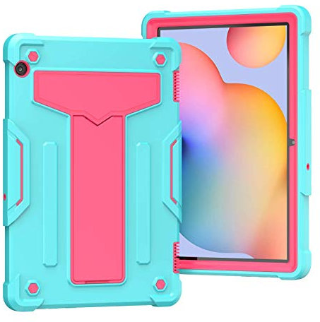 QYiD Funda para Huawei MediaPad T5 10, 3 en 1 Híbrida Carcasa a Prueba de Golpes Protector Case con Soporte para Huawei MediaPad T5 10 10.1 Pulgadas, Aqua/Rosa