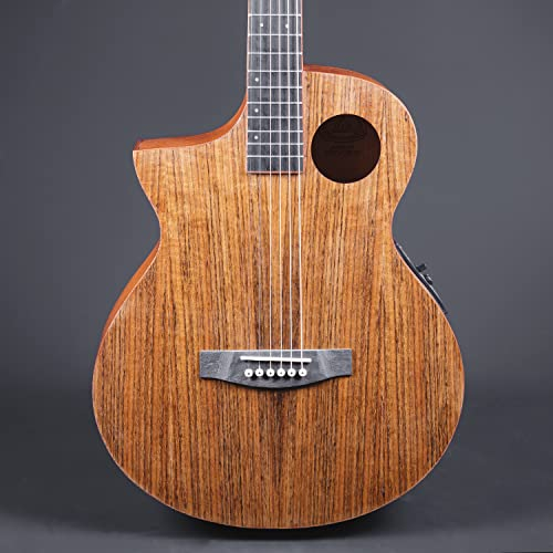 Lindo Neptune SE V2 Elektroakustische Gitarre für Linkshänder, Walnuss, mit Vorverstärker und gepolsterter Gigbag