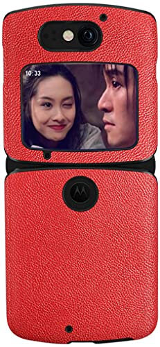 Mking Tech Convient pour Motorola razr 5G Coque de téléphone Portable à écran Pliable. Étui en Cuir Monobloc à écran Pliant pour téléphones Mobiles 4G et 5G Rouge