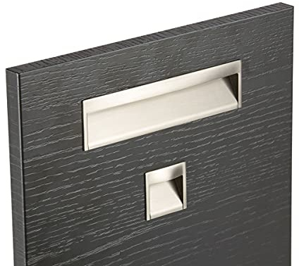 Gedotec Möbelgriff zum Einlassen Muschelgriff Küche - Wave klein | Einlassgriff mit Mulde | Metall Edelstahl-Optik | Griff-Muschel für Schränke & Schubladen | 1 Stück Schrankgriff eckig mit Schrauben