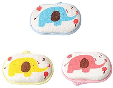 Baby-Badeschwamm, Cartoon-Elefant, weiche Baumwolle, 3 Stück