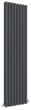 Anthracite Vertical Radiator 1800x472mm Oval Double Panel Column Designer Radiator Central Heating