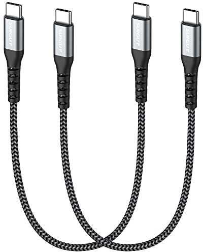 SUNGUY USB C a USB C Cavo corto, (2 Pack, 0.3m) 60W PD Fast Charge tipo C del caricatore Compatibile per Samsung Galaxy S21/S21+/S20+ Ultra, MacBook Air/Pro, iPad Pro 2020/2018, iPad Air 2020