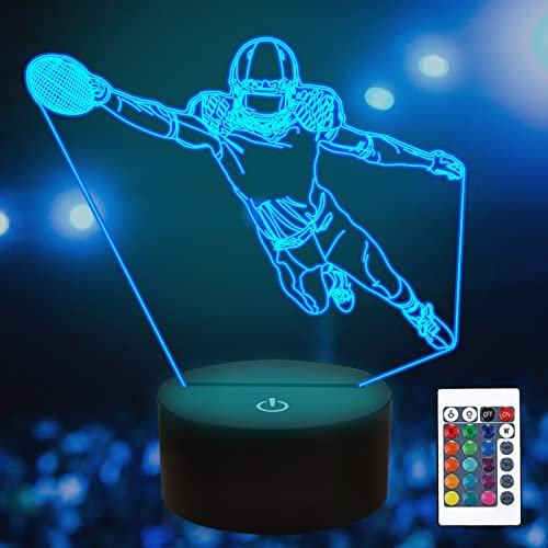 Attivolife Nachtlicht für Kinder, 3D-Nachttischlampe, 16 Farbwechsel mit Fernbedienung + Timing + Dimmer, bestes Weihnachts-Halloween-Geburtstagsgeschenk für Kleinkinder Jungen Kinder (Football2)