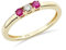 MIORE Schmuck Damen 0.06 Ct Diamant Ewigkeitsring mit 2 Edelsteine Geburtssteine natürliche rote Rubine und Solitär Diamant Brillant Ring aus Gelbgold 9 Karat (375) Gold