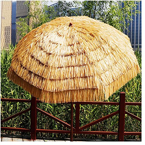 XPGEREP Sombrilla Parasol Plegable, Diámetro 200cm, Paraguas De Paja Sombrilla para Patio, Jardín, Playa, Balcón y Terraza/Natural Color/Hight 215cm