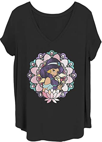 Disney Women's Princesses Glass Jasmine Junior's Plus Short Sleeve Tee Shirt