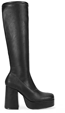 BOSANOVA Botas altas con caña de 39.5 cm y suela de plataforma con tacón ancho. Cierre con cremallera. Calzado para mujer NEGRO 38