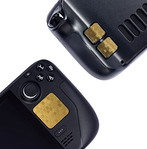 Touchpad Protector Steam Deck, Touch Pads und Back Buttons Schutz Haut Textur Aufkleber für steamdeck Touch Trackpads,Luck&Link(Waben-Gold, Trackpads+4 Tasten)