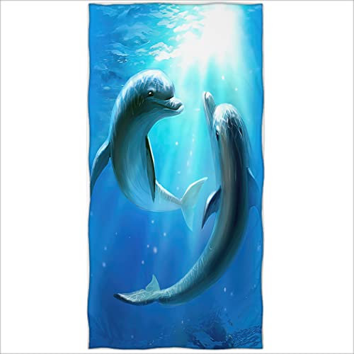 Violetpos Badetuch Blauer Ozean Delfine Liebe 70 cm x 140 cm Strandtuch