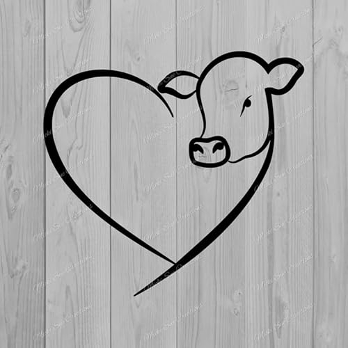 myrockshirt Kuh Kalb Rind Herz Liebe Herzschlag 15 cm Aufkleber Sticker Autoaufkleber freie Farbwahl
