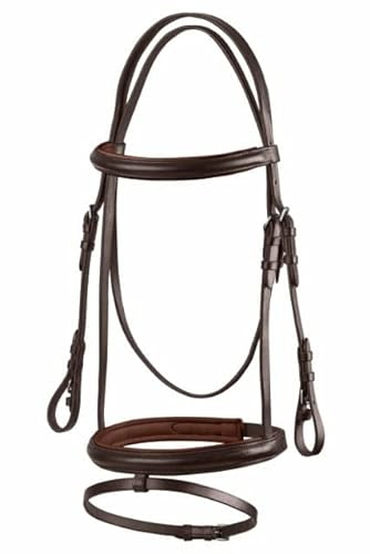 Start Trense Pferd mit Zügel – Anatomisches Trensenzaum Leder für Shetty, Pony, Vollblut, Warmblut, Kaltblut – Englisch kombiniertes Reithalfter, gepolstert & komfortabel (Cob, Braun)