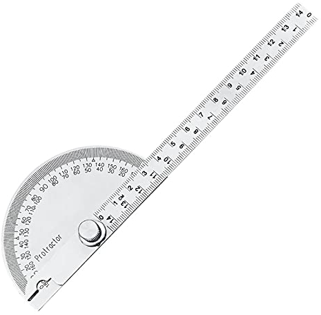 WUDQIJI 14cm Winkelmesser Edelstahl Gradmesser 0-180 Grad Winkelmesser Lineal 180° Winkelmesser Goniometer Winkellineal Rotating Winkelmesser für Studenten Maschinisten Tischler
