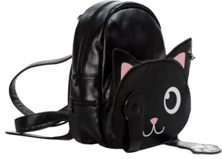 Lost Queen Damen Peek-a-Boo Cartoon Black Cat Portemonnaie Bag of Tricks Rucksack, Schwarz, 14x12x5, Rucksack mit Cartoon-Katze