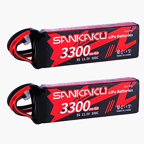 SANKAKU 3300mAh 3S Lipo Akku 11,1V 100C RC Akku mit XT60 Stecker für RC Flugzeug Quadrocopter Hubschrauber Drohne FPV 2 Stück