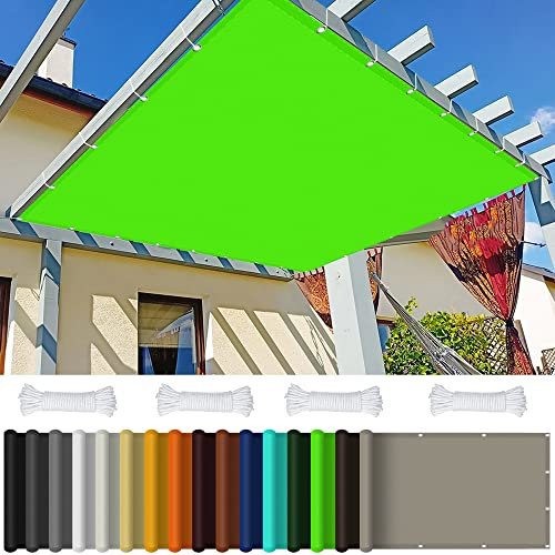 Voile d'ombrage Auvent Rectangulaire UV 4 x 4.5 m Voile d'ombrage sur Mesure Toile Ombrage Résistant pour Balcon sans Trous à percer, résistant aux UV, Vert Tendre