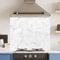 Premium 90 cm x 75 cm White Marble Glass 6mm Kitchen Splashback Heat Resistant Toughened Polished Edges - Back Splash Back Coloured Hob Painted Tempered Splashback