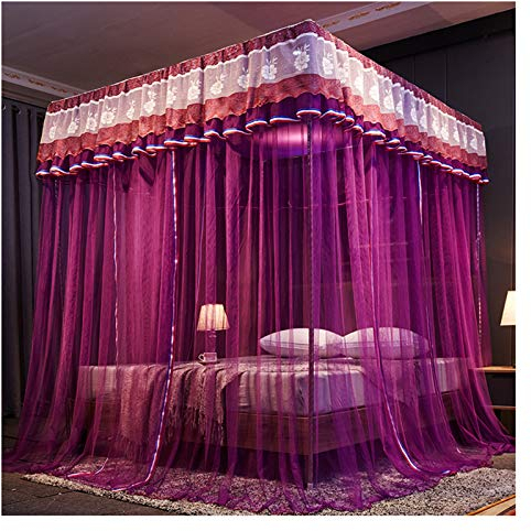 Luxus-Prinzessin, 3 seitliche Öffnungen, Himmelbett-Vorhang, Baldachin, Moskitonetz, Netz für Mädchen bis King-Size-Betten, einfaches Installationssystem (Größe: 180 x 200 x 200 cm, Farbe: