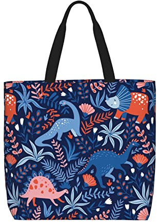 DJNGN Dino Lässige Umhängetasche Handtasche Wiederverwendbare Einkaufstasche Reise Einkaufstasche Geschenke für Frauen