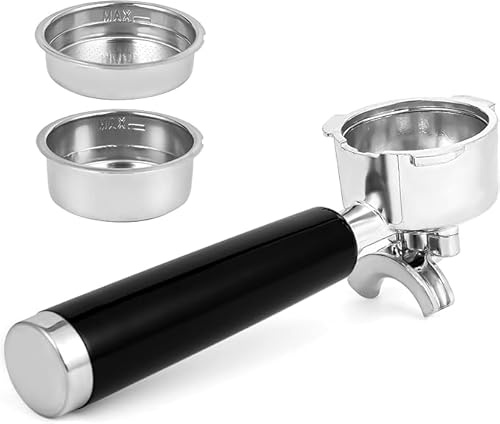 CASABREWS Juego de portafiltros de acero inoxidable de 51 mm, soporte de filtro de espresso de 3 orejas con doble boquilla y cestas de filtro de 51 mm, compatible con cafetera CASABREWS 3700 Series,