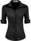 HOTOUCH Ladies Shirts Short Sleeve Cotton Shirt Black Blouses for Women 3/4 Sleeve Tops Office Blouse Fitted Shirts V-Neck Top Black XL