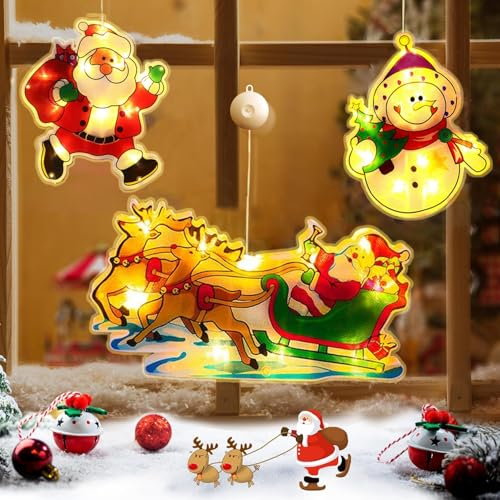 3 PCS Xmas Window Lights - Indoor/Outdoor Christmas Decorations, Tree & Hanging Lights (Style 1)