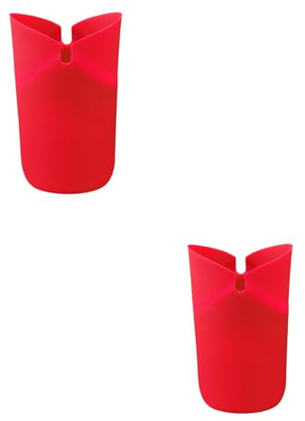 BBTISG 2 Pcs Microwave Popcorn Maker, 110mm * 80mm * 145mm Reusable High Temp Resistant Flexible Microwave Popcorn Popper Popcorn Maker Collapsible Silicone Bowl for Kitchen (Red)