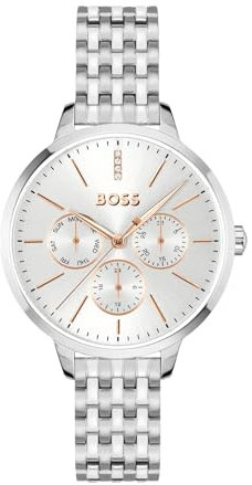 BOSS Multi Zifferblatt Quarz Uhr für Damen Kollektion Symphony LE mit Silbernes Edelstahlarmband - 1502781