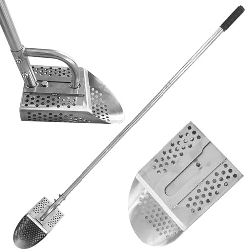 Scoop de Sable détectant des métaux avec poignée Longue, Pelle de détection de métal, Pelle de Plage en Acier Inoxydable pour filtrer Le Sable, la Plage, la Chasse