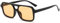 Laurinny Retro Quadratische Sonnenbrille Damen Herren 70er Jahre Vintage Trendy Brille Klassisch mit Double Brücke Sonnenbrille(Schwarz/Hellorange)