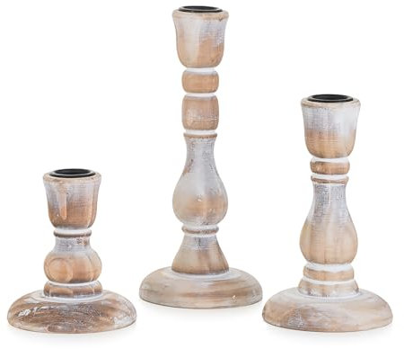 NUPTIO Portacandele Porta Candele In Legno Rustico Set di 3 Portacandele In Legno Vintage per Matrimonio Compleanno Festa Natale Casa Tavola Da Pranzo Portacandele Robusto E Sicuro