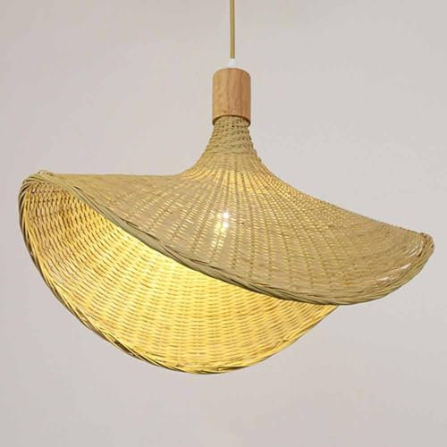 Luces Colgantes Tejidas De Bambú Lámpara Artesanal Decorativa De Escalera De Estilo Chino Lámpara Colgante De Ratán Hecha A Mano Con Sombrero De Paja Personalizado Iluminación Creativa Del Hogar YANZH