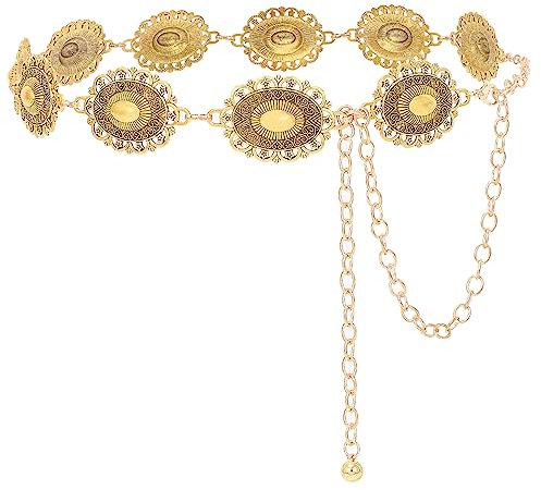 VONMELLI Cintura Gioiello in Metallo - Catena Elegante Oro & Argenteo Regolabile Sottile in Vita Per Vestito Jeans