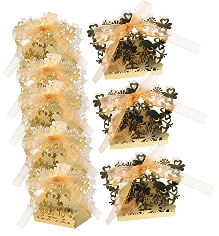 BCOATH 50stücke Hochzeit Süßigkeiten Boxen Kreative Candy Favor Boxen Für Partys Geburtstage Hochzeiten Elegante Leicht Zusammenbaubare Geschenkboxen Reflektierendem Für Besondere