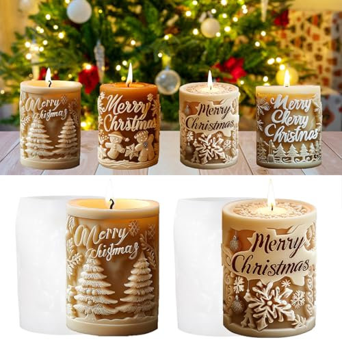 2 Stück Kerzenform Silikon Weihnachten Kerzenformen zum Gießen Silikon Schneeflocke Kerzenform Silikonform Kerze Kerzengießform Kerzen Silikonform Candle Mold Kerzen Formen für Weihnachten Deko (A)