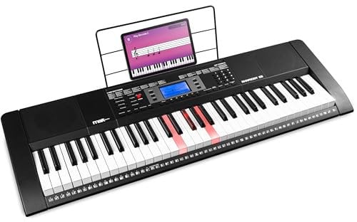 MAX Rhapsody61L Keyboard with Light Up Keys - 61 Full-Size Keys, Electronic Music Keyboard for Beginner & Learner with Built-In Speakers and 6 Months Online Lessons