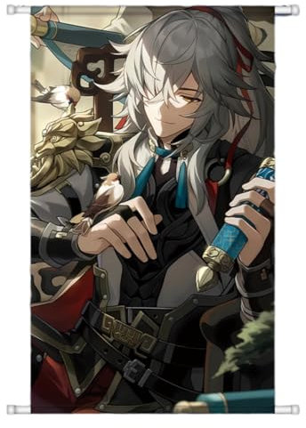 Sonsoke Honkai Star Rail Game Figure Wall Art Poster Wall Hanging Scroll Poster Canvas Art Wall Frame Bedroom Decor 60 X 40 cm (Jing Yuan)