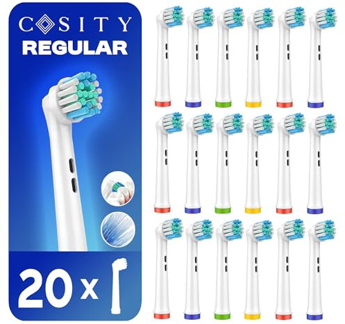 Cosity 20 Stück Aufsteckbürsten kompatibel mit OralB und Braun Elektrische Zahnbürsten Pro, Vitality, Genius, Professional Care, Smart, Triumph, Trizone, AdvancePower Series, Weiß