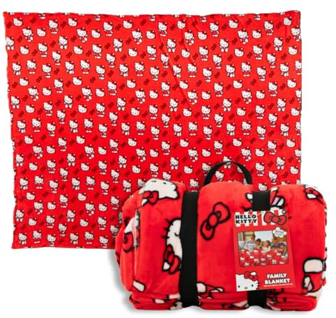 Franco Hello Kitty Bedding Supergemütliche übergroße Familiendecke, 304,8 x 274,3 cm, offizielles Lizenzprodukt, Sammlerstücke