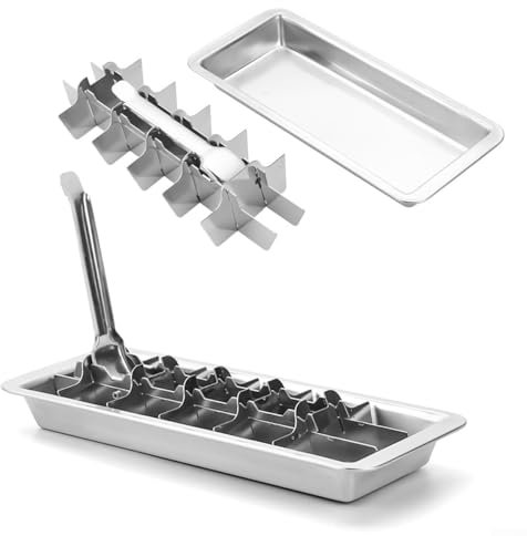 Zilimontt Eiswürfelbereiter aus Edelstahl, 18 Schlitze, leicht entfernbar, Eiswürfelbereiter, Edelstahl, abnehmbare Eiswürfelformen, Eiswürfel, Eiswürfelbereiter