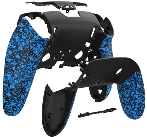 eXtremeRate Carcasa Trasera e Inferior Compatible con p s 5 Edge Mando | Cubierta Antideslizante 3D Texturizada, Kit DIY de Reemplazo con Carcasa Posterior y Clip (Azul Texturizado)